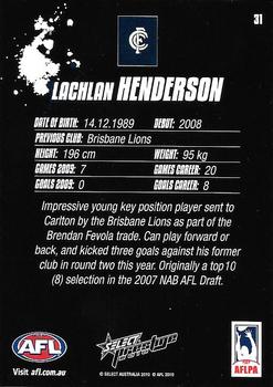2010 Select AFL Prestige #31 Lachlan Henderson Back